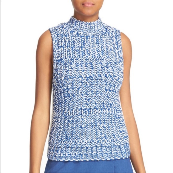 Alice + Olivia Sweaters - Alice + Olivia Tomi Chunky Knit Sleeveless Sweater Blue & White Size XS NWT